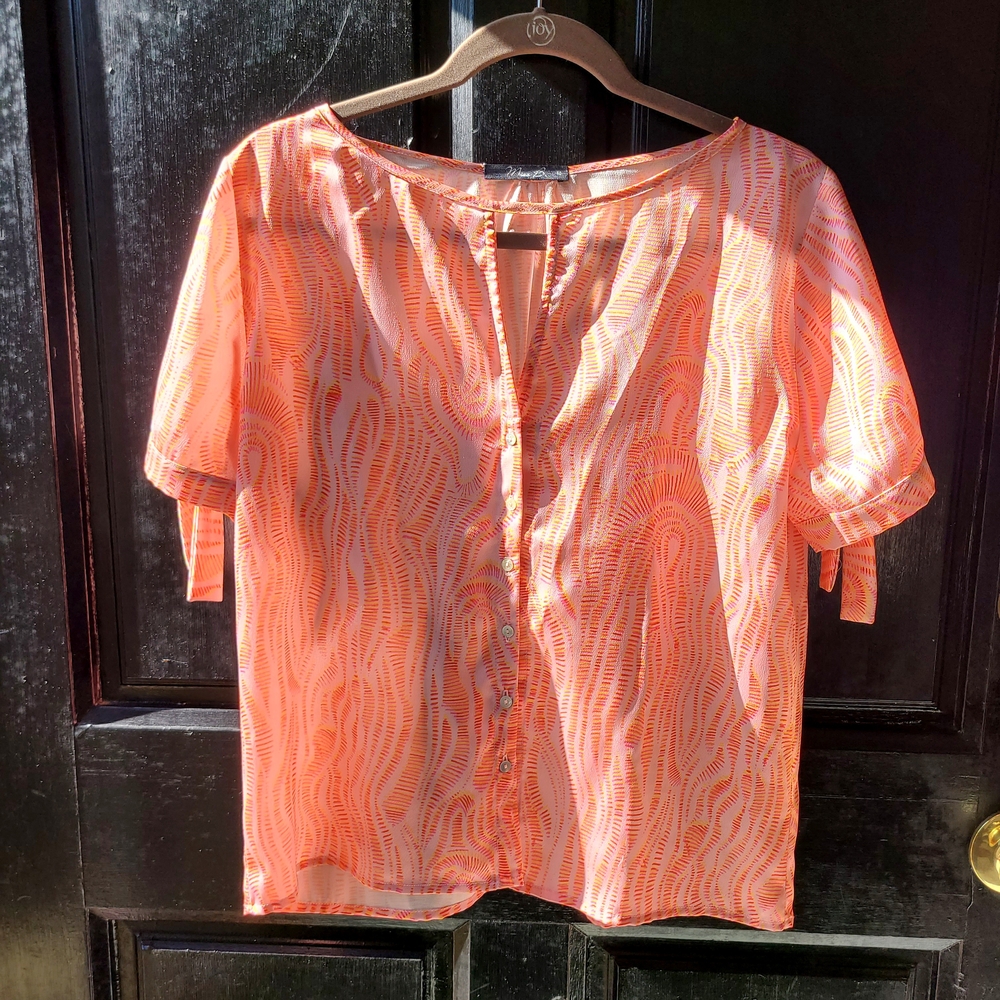 Women's Salmon/Pink/Orange Patterned Top
